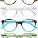 GIBLOGO Reading Glasses for Women/Men Eye Glasses Blue Light Reading Glasses Cheaters Eyeglasses (Black +Tortoise + 2 Green + Blue + Clear), 1.0x