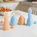 WDS WONDROUS Easter Flameless Candles Set of 4, LED Bunny & Egg Candles with Floral Embossed Design, Blue & Orange Battery Operated Candle for Home Decor, Gift for Women, Mom, Easter Decor