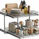 2-Tier Pull-Out Cabinet Organizer with Heavy-Duty Steel Frame, Full-Extension Sliding Shelves, Holds 100 lbs, Easy Install for Kitchen, Pantry & Under Sink Cabinets, 20" W x 21D x 16.5" H