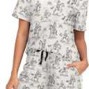 Laprad Women's Pajama Set Soft Short Sleeve 2 Piece Lounge Sleepwear Pjs Sets with Pockets (Blue, S)