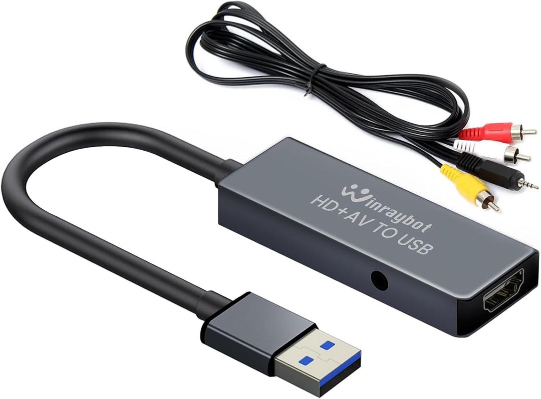 USB Video Capture Card for VHS/HDMI/AV/RCA - Analog to Digital Video Converter - VHS to Digital/USB/RCA Converter - Compatible with Mac/Windows/Linux