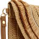 Gets Straw Clutch Purse for Women, Woven Beach Bag Summer Corssbody Purse Small Rattan Shoulder Bag for Travel (Raffia Fringed Khaki)