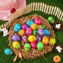 JOYIN 72PCS 2.3" Printed Empty Plastic Eggs, Bright Colorful Plastic Eggs Bulks for Festival Hunt, Filling Treats, Party Favor, Basket Stuffers, Classroom Prize Supplies