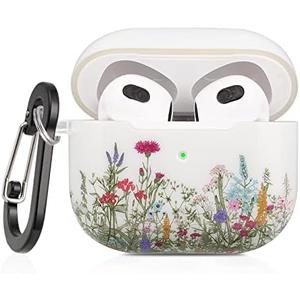 Airpods 3 Case Yellow Flowers, AirPods 3rd Generation Case 2021 for Women Girls Protective Hard Airpod Case Cover for Apple AirPods 3 with Keychain Compatible with Wireless Charging