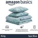Amazon Basics Lightweight, Soft King Size Comforter Set, All-Season Down-Alternative 3-Piece Bedding, Pinch Pleat Design with Piped Edges, Spa Blue