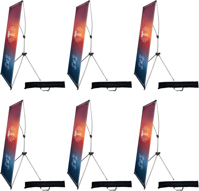 USCNC X Banner Stand Adjustable Fit Banner 23 x 63 to 32 x 78 Inch(STAND ONLY), Portable Travel Bag,Suitable for advertising, stores, exhibitions, restaurants, events, birthday parties, and other occasions (6 Pack)