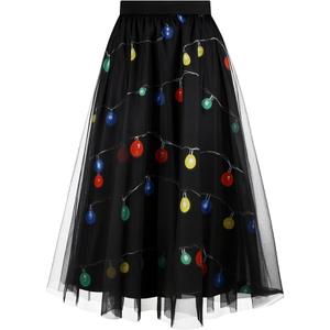Women Cotton Maxi Skirt 2026 Boho Summer Flowy High Waist Tiered Crochet Lace Long Skirts with Pocket for Beach, 2XL