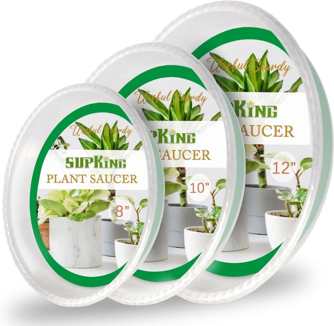 9 Pack Plant Saucers (8inch /10inch /12inch) Heavy Sturdy Plant Trays for Indoor Clear Plastic Flower Pot Saucers Thicker Plant Water Drip Trays for pots -Clear
