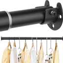 FIRJOY Closet Rods for Hanging Clothes - Heavy Duty, Length Adjustable (Black, 18.5" - 28")