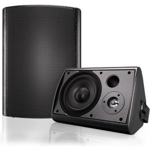 Herdio 6.5 Inches Outdoor Bluetooth Speakers Waterproof with Powerful Bass, Wall Mount Speakers Wired Weather Resistant for Patio Home Deck Porch Backyard 400 Watts (Black)