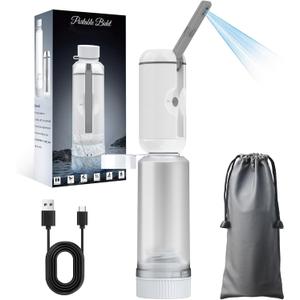 Portable Bidet for Travel, Rechargeable Travel Bidet Sprayer Fits Various Sizes of Water Bottles, Waterproof High Pressure Handheld Bidet for Women Men Personal Hygiene, White