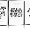 zxcvbn888 3Pcs Black and White Bible Verse Wall Art Christian Canvas Posters Faith Scripture Prints Inspirational Wall Decor Minimalist Jesus Pictures for Home Living Room Bedroom Unframed