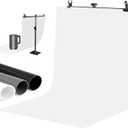 Photo Backdrop for Product Photography: Durable PVC Background Kit in 23.6x35.4in for Food & Small Product Photos - for Online Sellers & Content Creators (White Black & Grey)