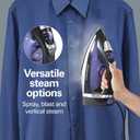 Hamilton Beach Steam Iron for Clothes & Garment Steamer with Smooth Press Stainless Steel Soleplate, 1200 Watts, 8 Retractable Cord, Black (14214)