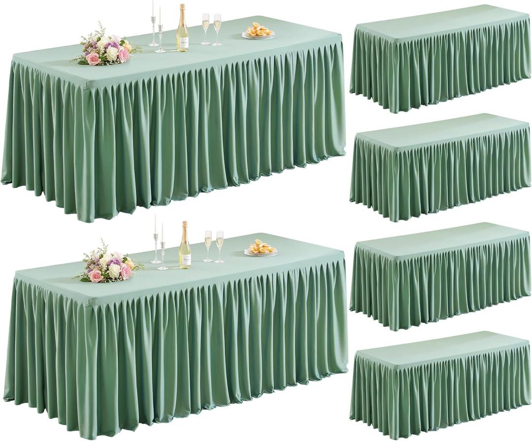 6 Pack Sage Green Table Clothes for 8 Foot Rectangle Tables, Premium Polyester Rectangle Tablecloth Wrinkle Resistant Washable Table Cloth for Wedding, Party, Dining, Banquet, Buffet Tables