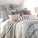 Levtex Home Addie King Quilt Set, Floral, 100% Cotton, White, Teal, Blush, Grey