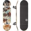 Magneto Skateboard - Beginner Skateboard for Kids - Mini Longboard Shape for Smooth Cruising - 27.5" x 7.75", Palm Trees, 9-Ply Maple