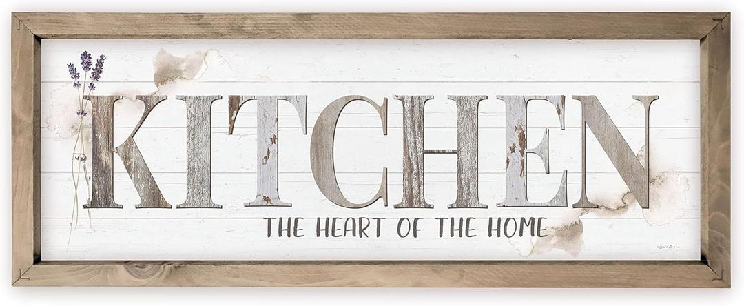 Kitchen The Heart Of The Home Rustic Wood Wall Sign With Frame 6x18