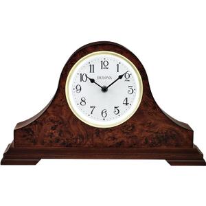 Bulova Chandler Lighted Mantel Clock, Model B1853 | Elegant Design | Illuminated Dial | Quartz Movement | Cherry Wood Finish | Battery Operated