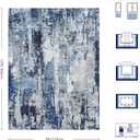 9x12 Area Rugs, Abstract Morden Soft Washable Rug, Non-Slip Low Pile Rugs for Living Room, Bedroom, Dining Room, Home, Office (Blue & White)