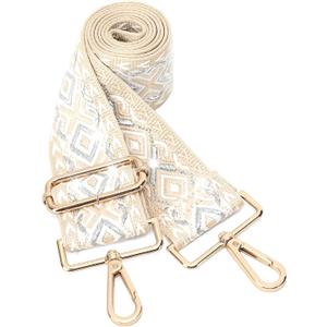 GINJKGO Purse Straps Replacement Crossbody - Adjustable Bag Strap for Purses, Wide Shoulder Strap for Women Guitar Purses (Off-white Shiny)