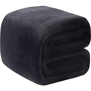 Polar Fleece Blanket Twin Size Lightweight Throw for The Bed Extra Soft Brush Fabric Super Warm Sofa Blanket 66" x 90"(Black Twin)