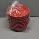 Restaurantware Round Serving Baskets 10 Pack of 8.86 x 1.77 Inch with Base Drainage Slots Microwavable Dishwashable Stackable Plastic Red Food Serving Trays for Restaurants, Catering and Take Out