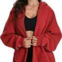 FAIABLE Womens Mens Zip Up Hoodie Oversized Acid Wash Hoodies Heavyweight Distress Cotton Fleece Zipper Sweatshirt Vintage (X-Large, Red)