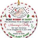 2 x Pregnancy Announcement Christmas Ornaments - Ceramic Baby Coming Soon Ornament 2026, Baby Bump, Pregnancy Gifts for Expecting Mom, Dad - New Parents to Be Gift Ideas from Wife, Husband