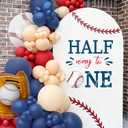 Baseball Half Way To One Decal - Baseball Half Birthday Party Decoration, White with Blue and Red Design, First Six Months Celebration (baseball half decal)