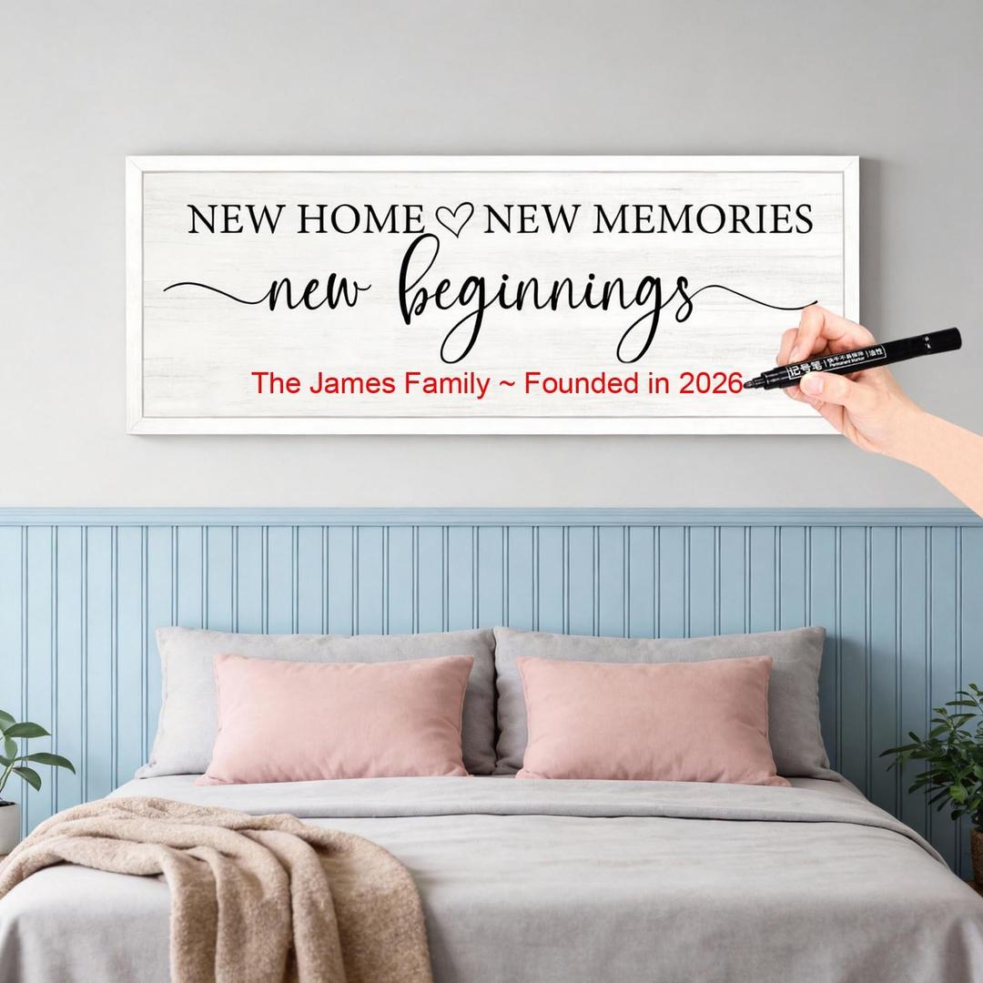 Foutcheou New Home New Memories New Beginnings Wall Decor 32x12 White