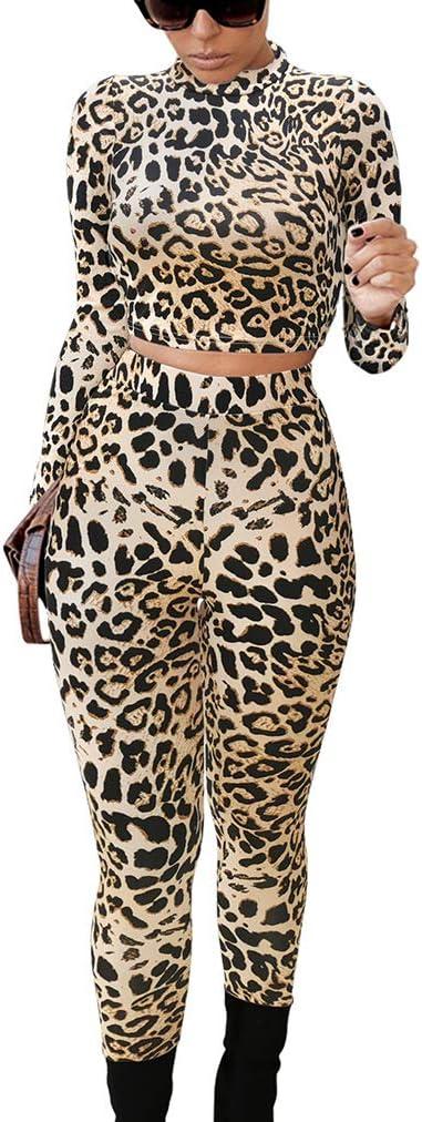 GOKATOSAU Women's Sexy  Long Sleeve Crop Top  (Goldleopard) XL