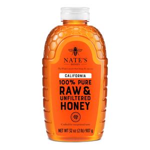 Nate's California Honey - 32 oz. Squeeze Bottle | 100% Pure, Raw & Unfiltered - All-Natural Sweetener (EXP 10/30/27)
