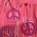 FunMular 60s 70s Outfits for Women Disco Hippie Costume Clothes Woman Peace Sign Earring Headband Fringe Vest Tassel Cardigan (Red, XXL)