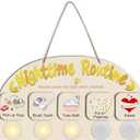 Bedtime Routine Chart for Toddlers, Visual Schedule Chore Chart Night to Do List with 5 Tap Lights & 8 Activity Cards Planning, Wooden Schedule Board for Kids, Preschoolers, Autism, ADHD Tools