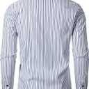 JOGAL Mens Striped Shirts Long Sleeve Textured Satin Party Shirt Slim Fit Wrinkle-Free Button Down Shirts (L)