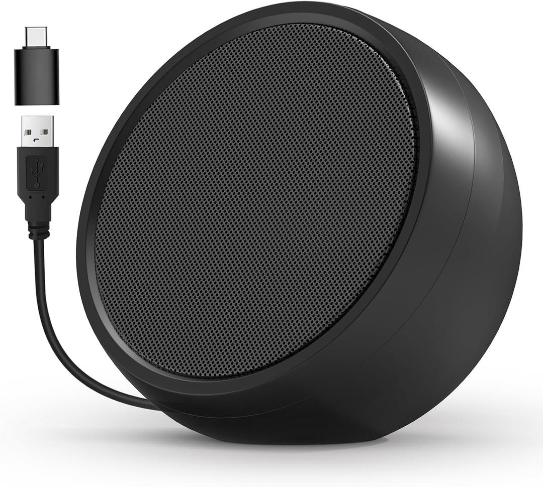 USB Computer Speaker for Laptop, External Speakers for Desktop Computer with Crystal Clear Sound, Rich Bass and Volume Buttons, Plug-N-Play (Black)