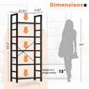 Sweetcrispy Book Shelf, 5 Tier Bookcase, Modern Tall Bookshelf for Garage Kit, CDs, Movies, Industrial Corner Storage Organizer for Bedroom Home Office Kitchen Living Room, Black