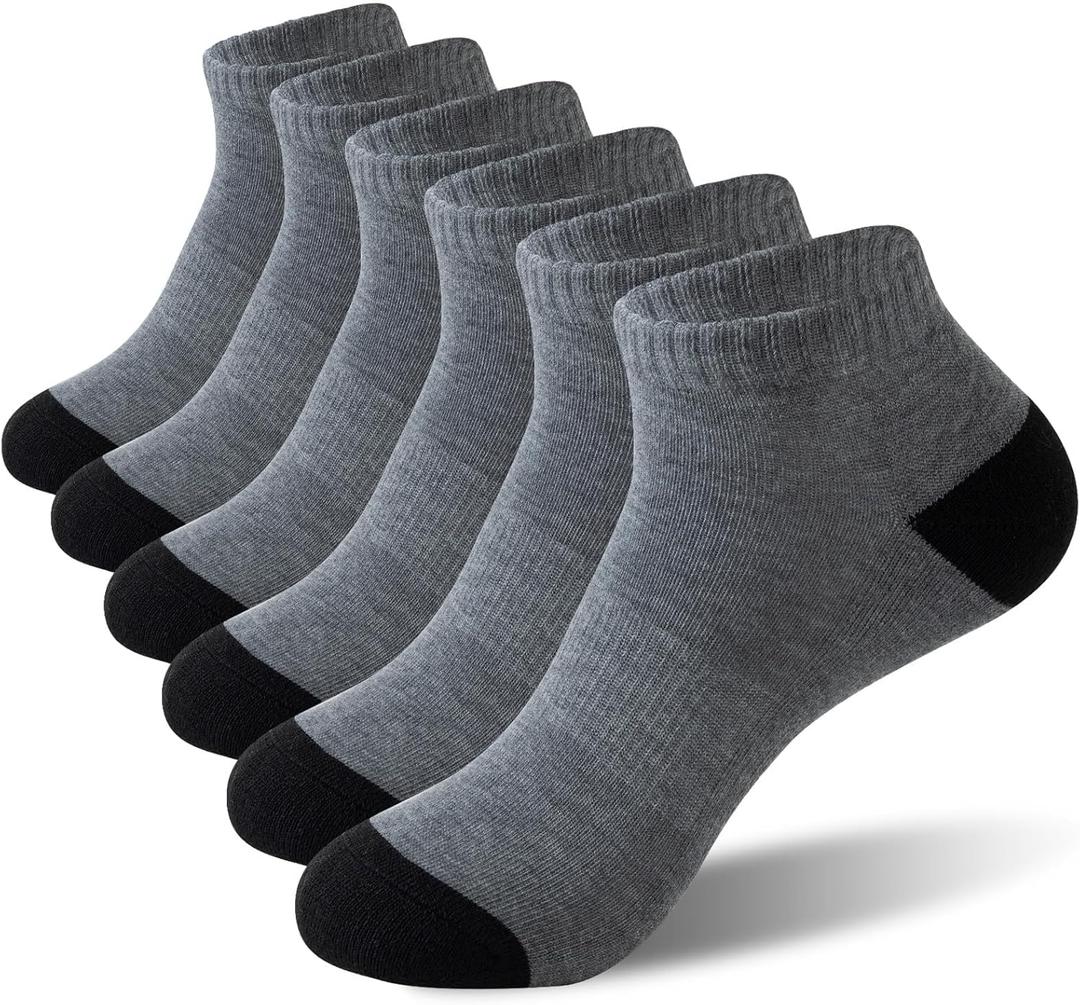 6 Pairs Low Cut Running Socks, Cushioned Athletic Socks with Arch Support, Reinforced Head & Heel for Durability