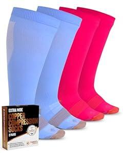 Doctor's Select Copper Plus Size Compression Socks Wide Calf - 2 Pairs | 20-30mmHg Extra Wide Calf Compression Sock Women | Copper Compression Socks Men & Women | Extra Wide Calf Compression Sock for Swelling & Circulation Support | Black (4X- Large)