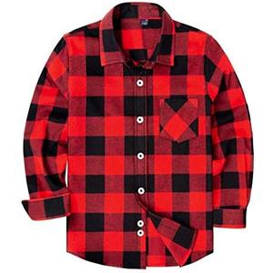 siliteelon Toddler Baby Boys Plaid Flannel Shirt Long Sleeve Button Down Shirts, 12-18 Months
