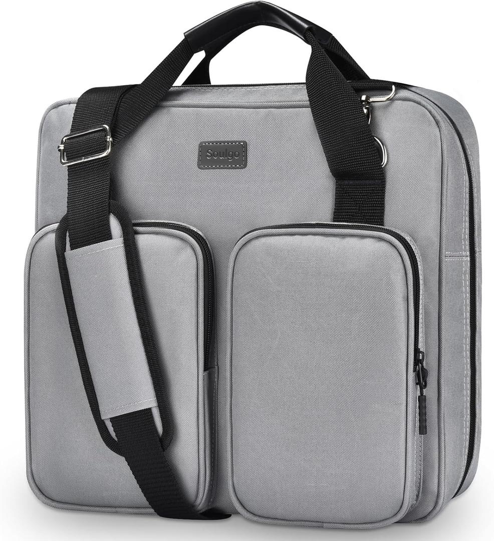 3 Inch Zipper Binder 3 Ring with Sturdy Shoulder Strap & Multi-Pockets, Binder with Zipper Holds Up to 700 Sheets for Office School, Compatible with 13 MacBook Laptop ipad(Grey)