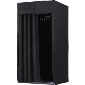 uxcell Fitting Room, 39x39x78 inch Clothing Store Fitting Room with Shading Curtain, Portable Changing Room for Clothing Shop Shopping Centre Office, Black