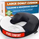 5 STARS UNITED Donut Pillow Hemorrhoid Tailbone Cushion  Large Cushion for Pain Relief  Coccyx, Prostate, Sciatica, Pelvic Floor, Pressure Sores, Pregnancy, Postpartum Recovery, Black