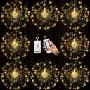 8 Pack Copper Wire Firework Lights, 120 LED String Lights with Remote Control - 8 Modes, Waterproof for Party, Home, Christmas, Garden & Outdoor Decoration (Warm White)