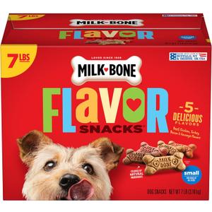 Milk-Bone Flavor Snacks Small Dog Biscuits, Flavored Crunchy Dog Treats, 7 Pound Box, Best By  Oct 30 2026