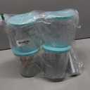 GuanQiao 4 Pack Creami Deluxe Pints & Lids for Ninja, 24 Oz Compatible with NC500 NC501 Series Ice Cream Makers, with 5 Spoons & 64 Writable Labels, BPA-Free & Dishwasher Safe, Blue