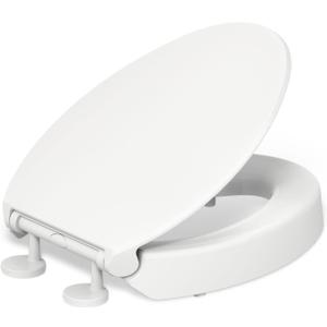 KOHLER 25875-0 Hyten 3" Height, Elevated Soft Close Elongated Toilet Seat, Contoured Seat with Grip-Tight Bumpers, Quick-Attach Hardware, No Slam Toilet Seat, White