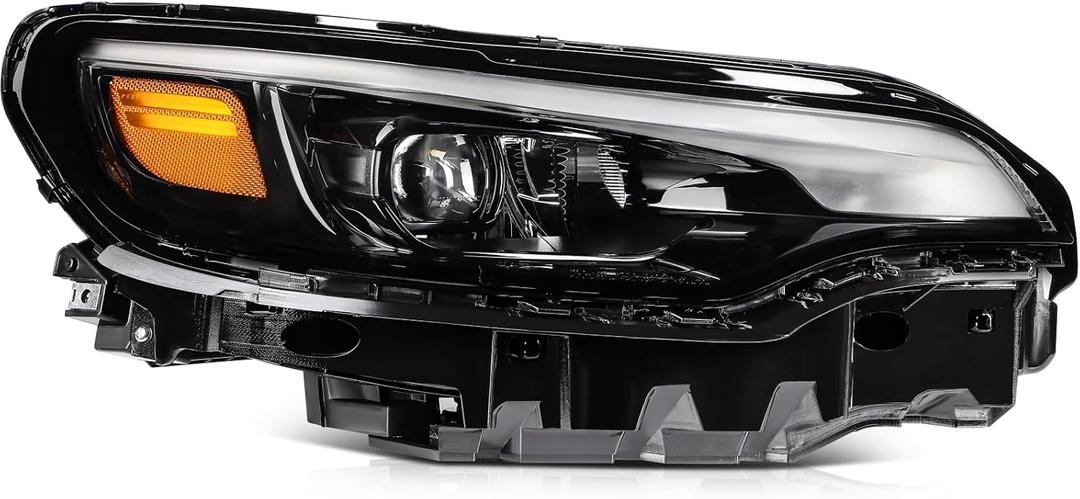 Passenger Side Headlight Assembly fit for 2019-2022 For Jeep For Cherokee 2.0L/2.4L/3.2L Black Housing Amber Reflector Clear Lens Replacement 68275944AH, 68275944AC