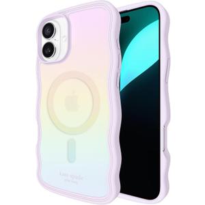 kate spade new york iPhone 16 Plus case - Compatible with MagSafe -Designer Phone Case - Wavy Opal Iridescent